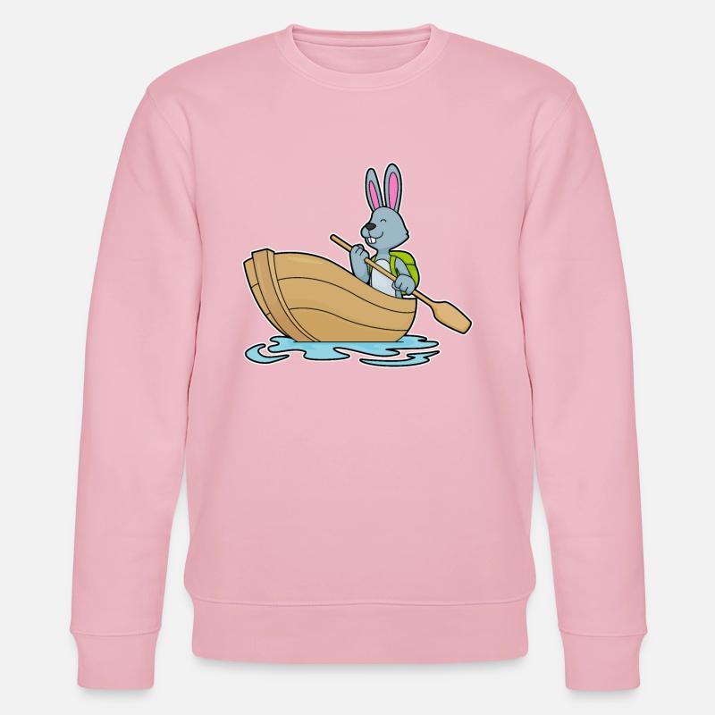 Rabbit with boat & paddle - Stanley/Stella CHANGER Unisex Organic Sweatshirt - cotton pink