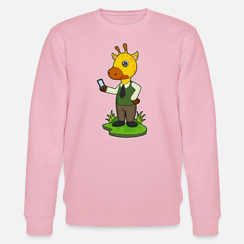 Giraffe mit Handy - Stanley/Stella Unisex Bio-Sweatshirt CHANGER  - Hellrosa