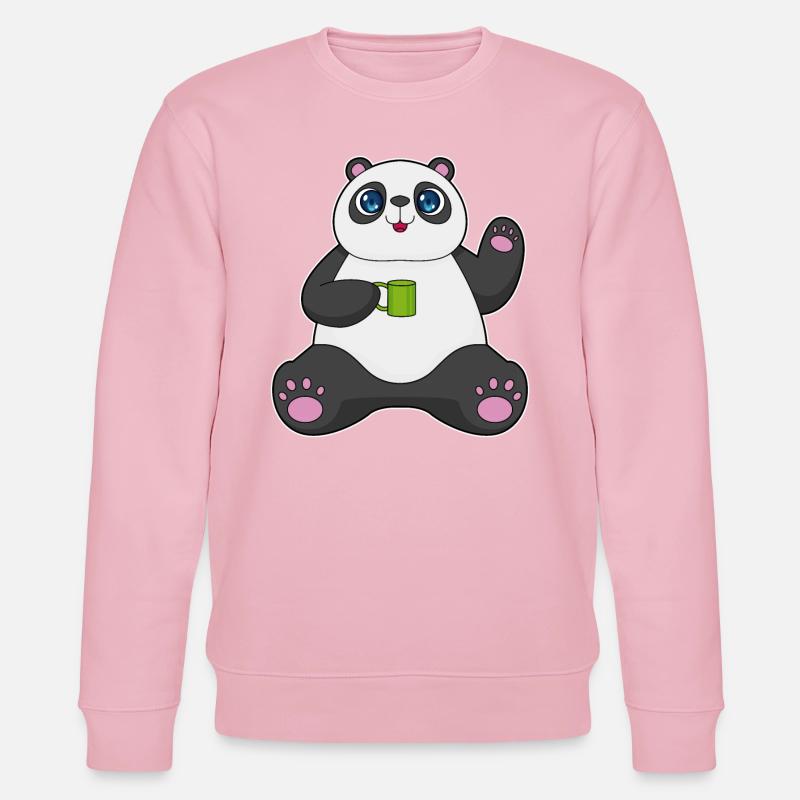 Panda mit Kaffeebecher - Stanley/Stella Unisex Bio-Sweatshirt CHANGER - Hellrosa