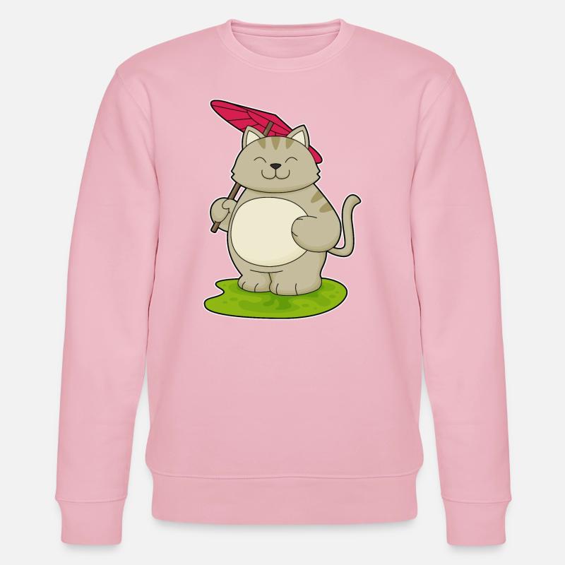 Katze mit Regenschirm - Stanley/Stella Unisex Bio-Sweatshirt CHANGER  - Hellrosa