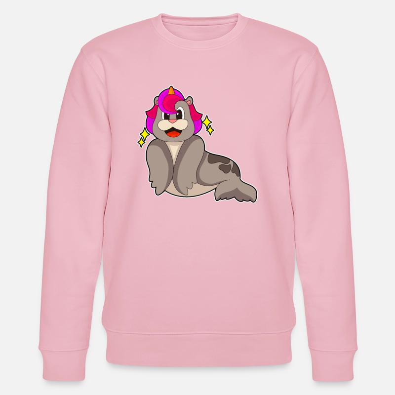 Seehund Einhorn - Stanley/Stella Unisex Bio-Sweatshirt CHANGER  - Hellrosa