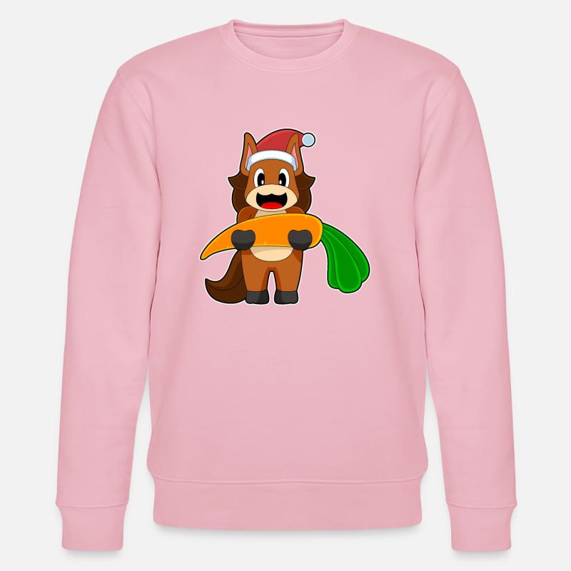 Carotte de Noël cheval - Sweat bio CHANGER Stanley/Stella Unisexe - rose pâle