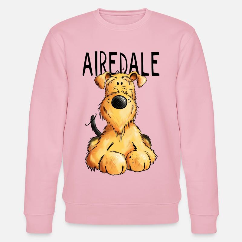 Witziger Airedale Terrier - Hund - Geschenk - Stanley/Stella Unisex Bio-Sweatshirt CHANGER - Hellrosa