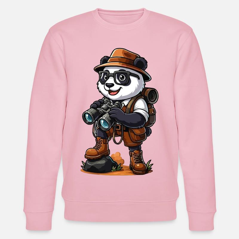 Lustiges Panda-Entdecker-Wandern-Camping-Abenteuer - Stanley/Stella Unisex Bio-Sweatshirt CHANGER - Hellrosa