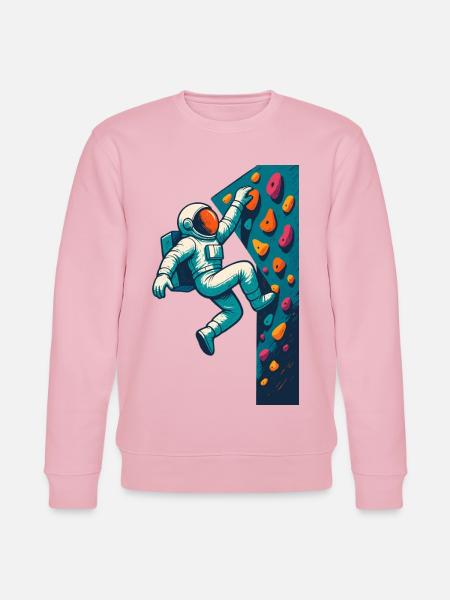 Bouldering Astronaut Hovering Easy Climbing Gesche - Stanley/Stella CHANGER Unisex Organic Sweatshirt - cotton pink