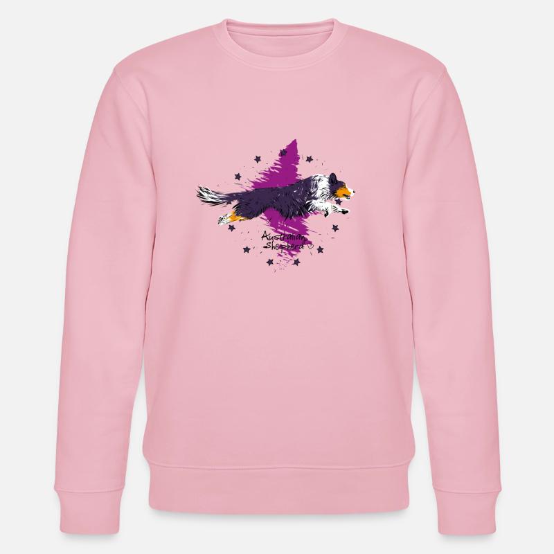 black tri Australian Shepherd, springend - Stanley/Stella Unisex Bio-Sweatshirt CHANGER  - Hellrosa