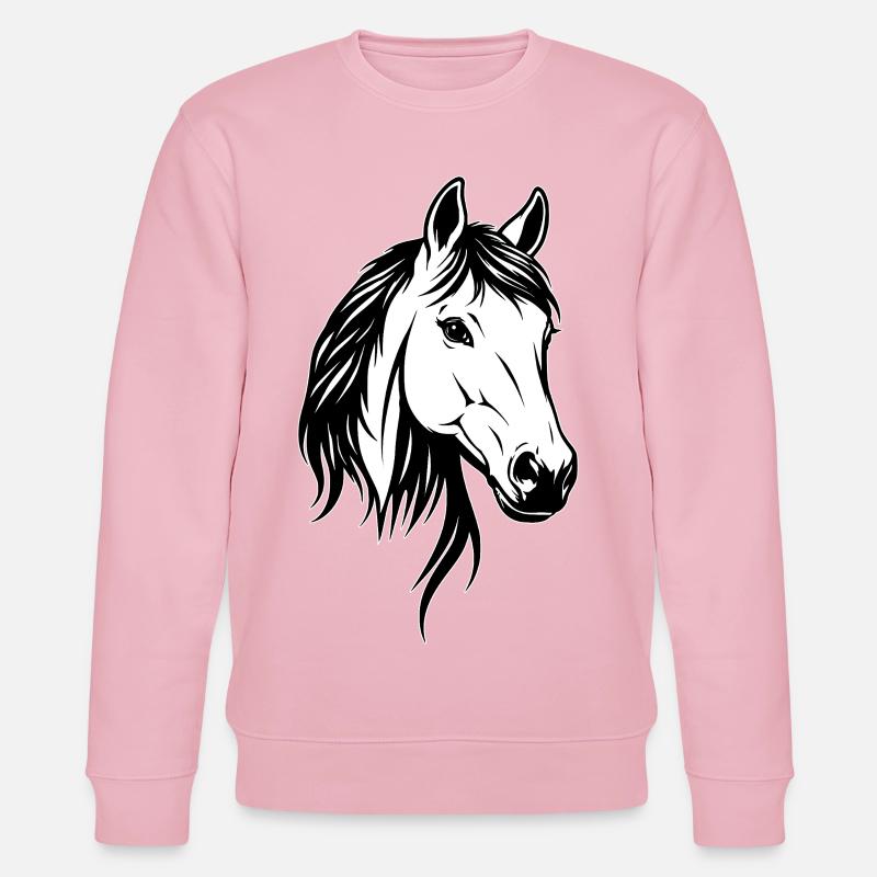 Tête de cheval noir et blanc - Sweat bio CHANGER Stanley/Stella Unisexe - rose pâle