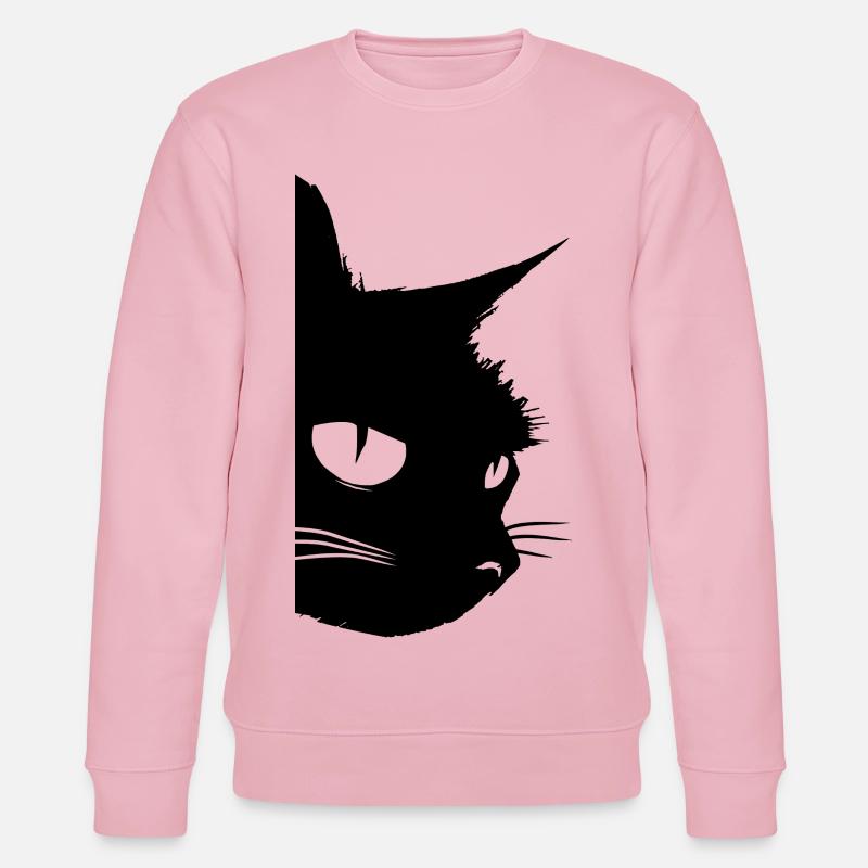 Schwarze Katze Kater  - Stanley/Stella Unisex Bio-Sweatshirt CHANGER  - Hellrosa