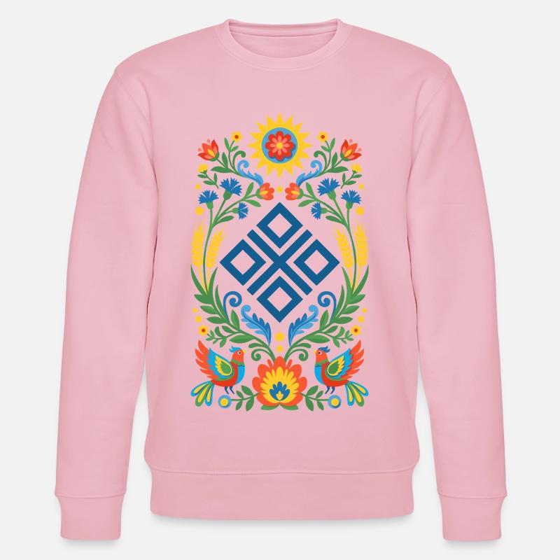 Ornement populaire de Mokosz - Sweat bio CHANGER Stanley/Stella Unisexe - rose pâle