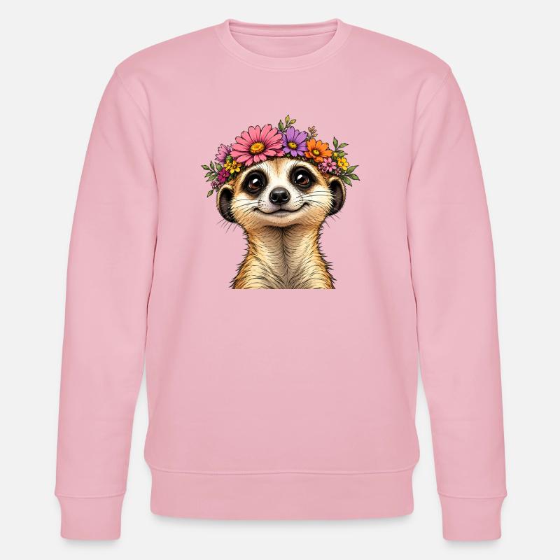 Erdmännchen mit Blumenschmuck - Stanley/Stella Unisex Bio-Sweatshirt CHANGER - Hellrosa