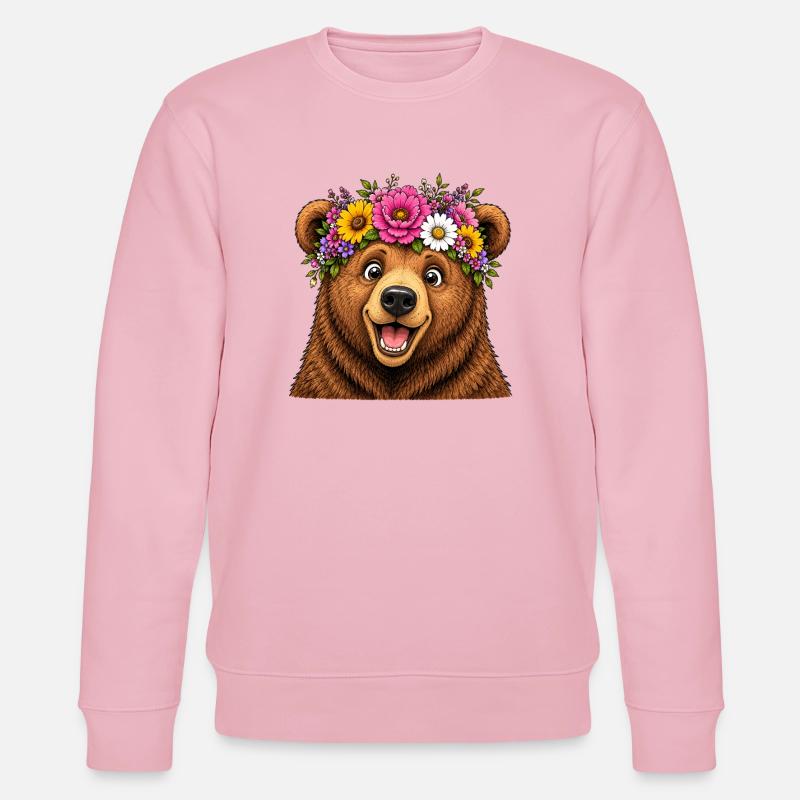 Bär mit Blumenschmuck - Stanley/Stella Unisex Bio-Sweatshirt CHANGER - Hellrosa