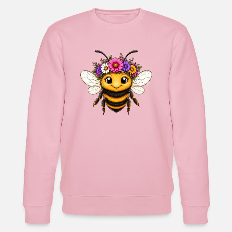Wiesenbiene mit Blumenschmuck  - Stanley/Stella Unisex Bio-Sweatshirt CHANGER  - Hellrosa