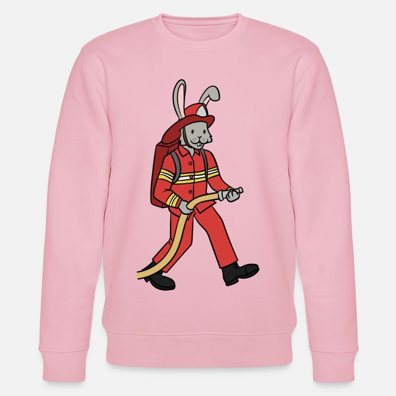Fire brigade rabbit / rabbit firefighter - Stanley/Stella CHANGER Unisex Organic Sweatshirt - cotton pink