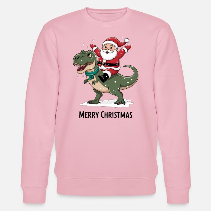 Dinosaure T-Rex Père Noël - Sweat bio CHANGER Stanley/Stella Unisexe - rose pâle