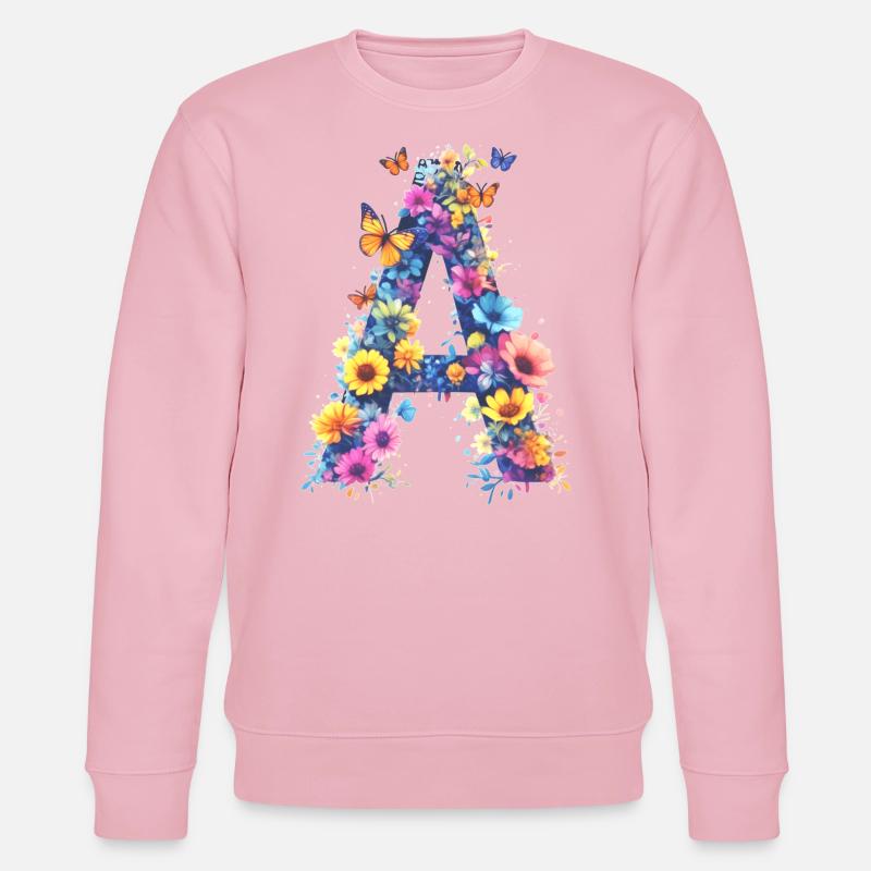 A – Floraler Anfangsbuchstabe 💐🌼🦋 - Stanley/Stella Unisex Bio-Sweatshirt CHANGER  - Hellrosa