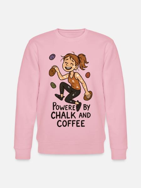 Bouldering, Chalk & Coffee: Tired Climber Comic - Stanley/Stella CHANGER Unisex Organic Sweatshirt - cotton pink