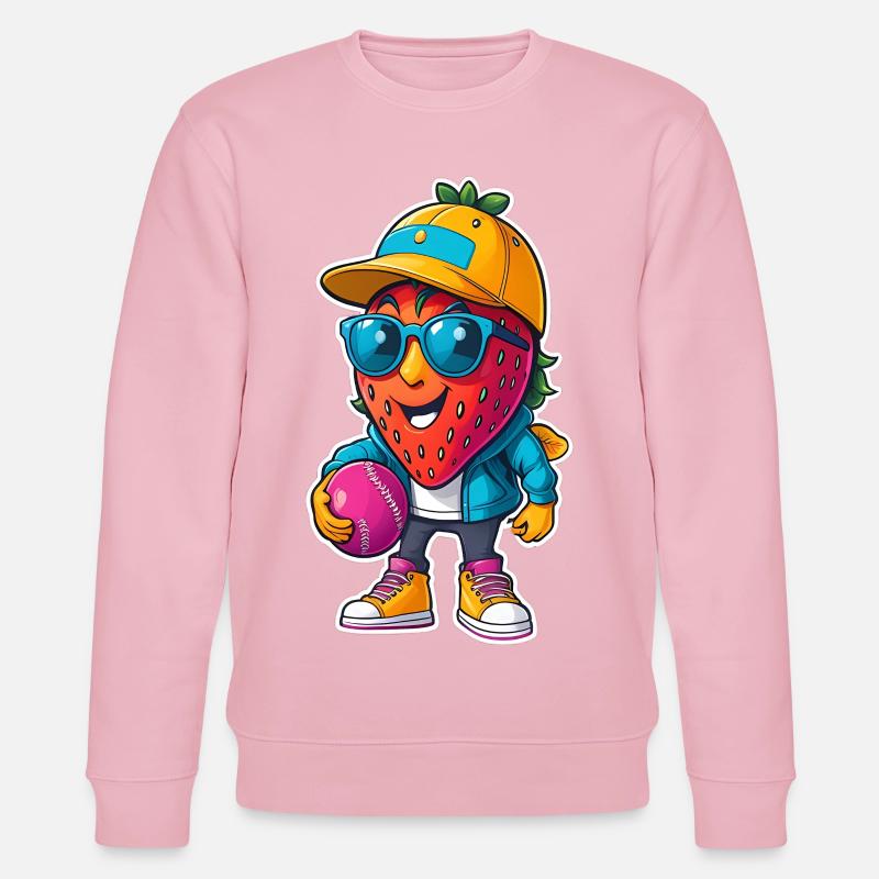 Erdbeer Baseballheld mit Sonnenbrille - Stanley/Stella Unisex Bio-Sweatshirt CHANGER  - Hellrosa