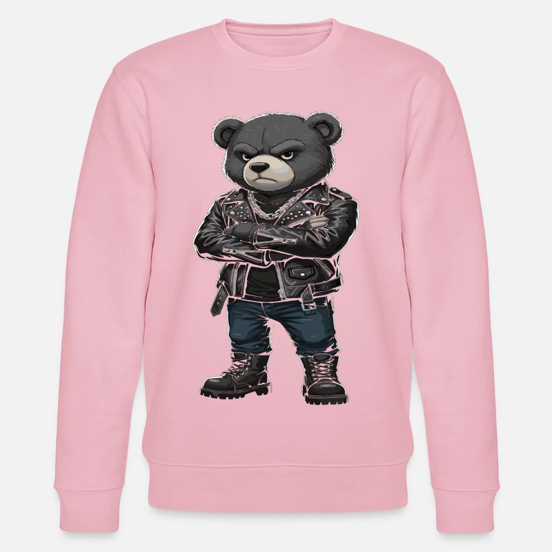 Rocker Bear, veste en cuir Biker - Sweat bio CHANGER Stanley/Stella Unisexe - rose pâle