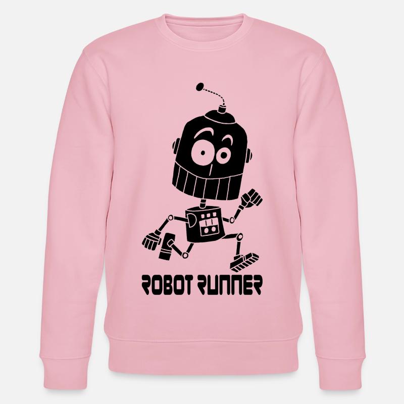 Black Robot Runner - Stanley/Stella CHANGER Unisex Organic Sweatshirt - cotton pink