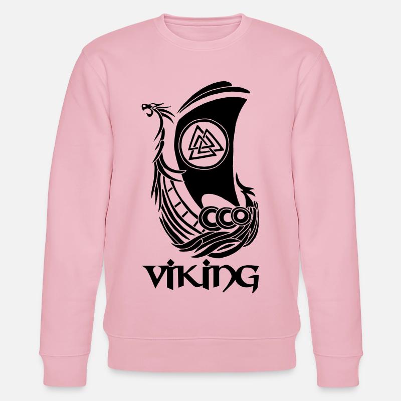 Symbole viking d'un drakkar noir - Sweat bio CHANGER Stanley/Stella Unisexe - rose pâle