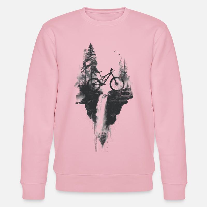 VTT, forêt, paysage, cascade, aventure - Sweat bio CHANGER Stanley/Stella Unisexe - rose pâle