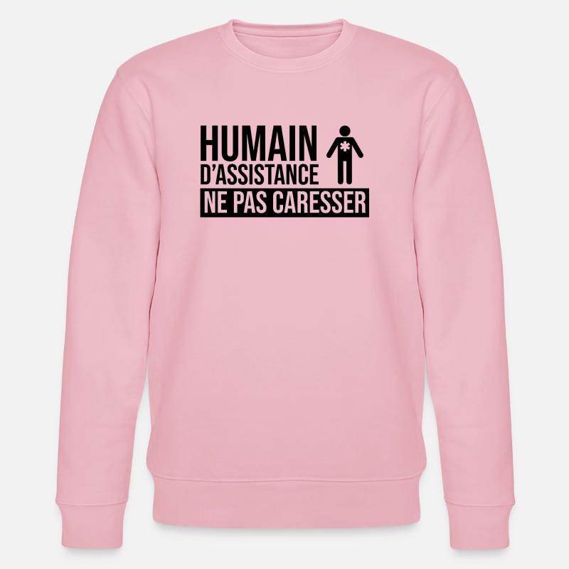 Humain d’assistance Ne pas caresser - Sweat bio CHANGER Stanley/Stella Unisexe - rose pâle
