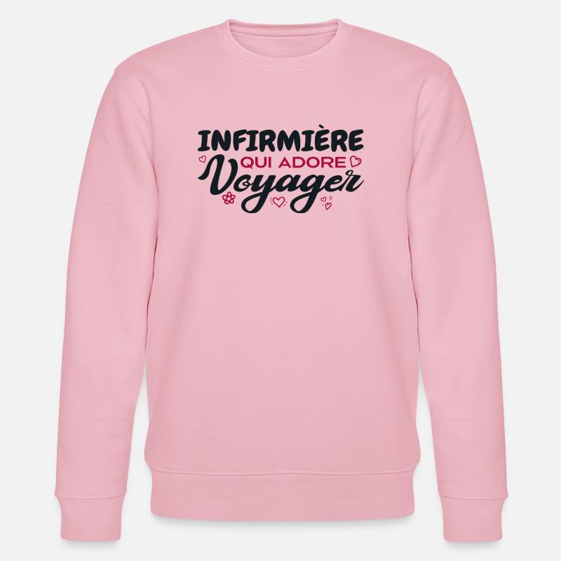 Infirmière globe-trotteuse passionnée de voyages - Sweat bio CHANGER Stanley/Stella Unisexe - rose pâle