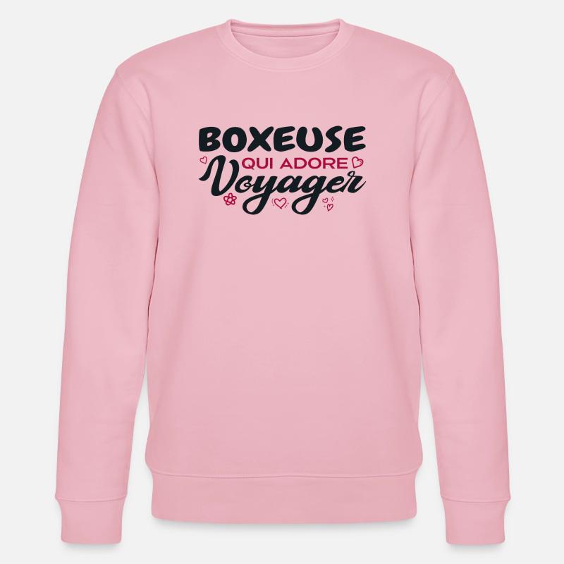 Boxeuse globe-trotteuse passionnée de voyages - Sweat bio CHANGER Stanley/Stella Unisexe - rose pâle