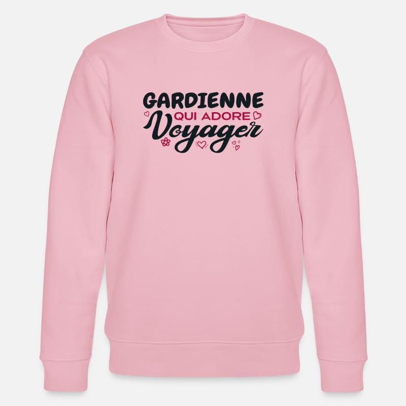 Gardienne globe-trotteuse passionnée de voyages - Sweat bio CHANGER Stanley/Stella Unisexe - rose pâle