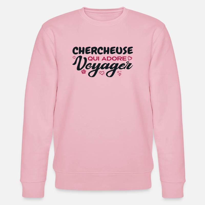Chercheuse globe-trotteuse passionnée de voyages - Sweat bio CHANGER Stanley/Stella Unisexe - rose pâle