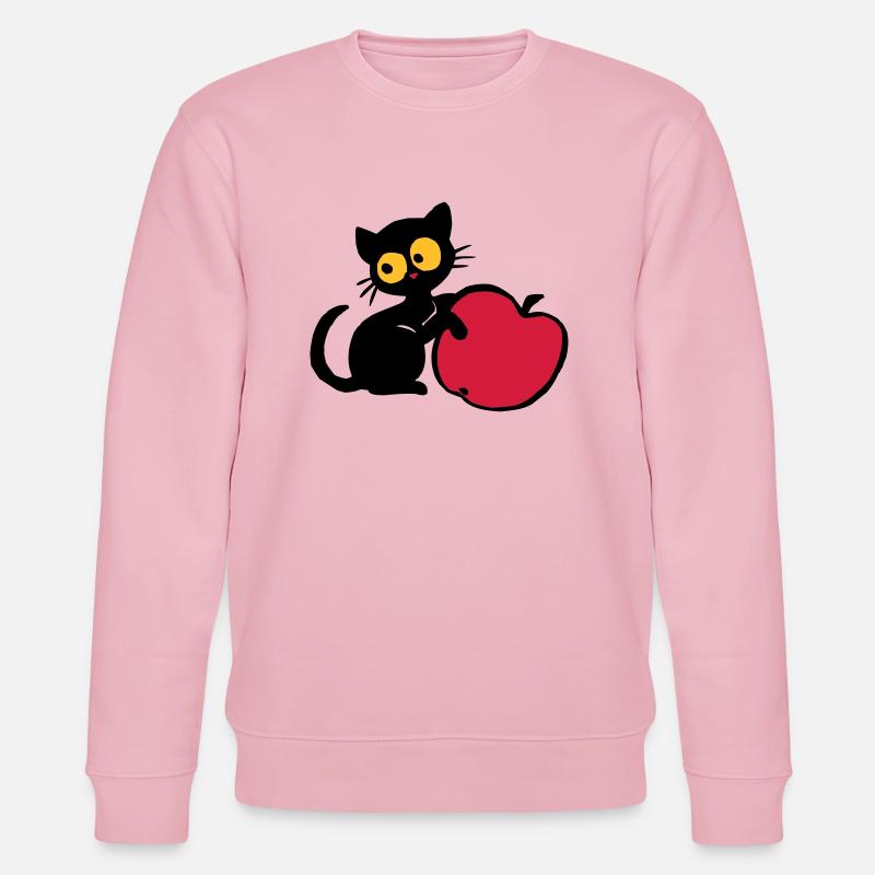 Kätzchen mit Apfel - Stanley/Stella Unisex Bio-Sweatshirt CHANGER  - Hellrosa