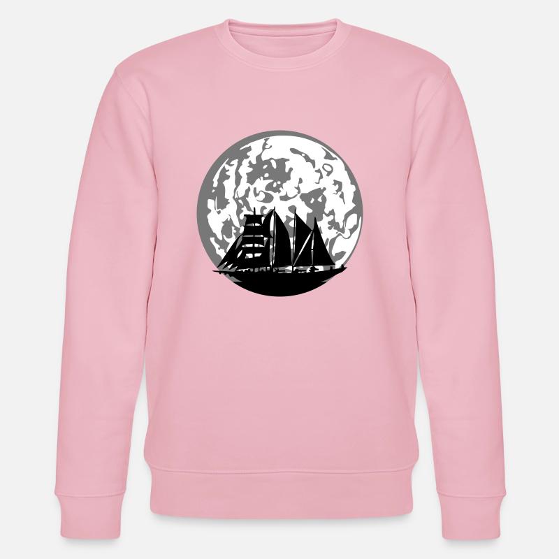 Mond Silhouette Segelschiff - Stanley/Stella Unisex Bio-Sweatshirt CHANGER  - Hellrosa