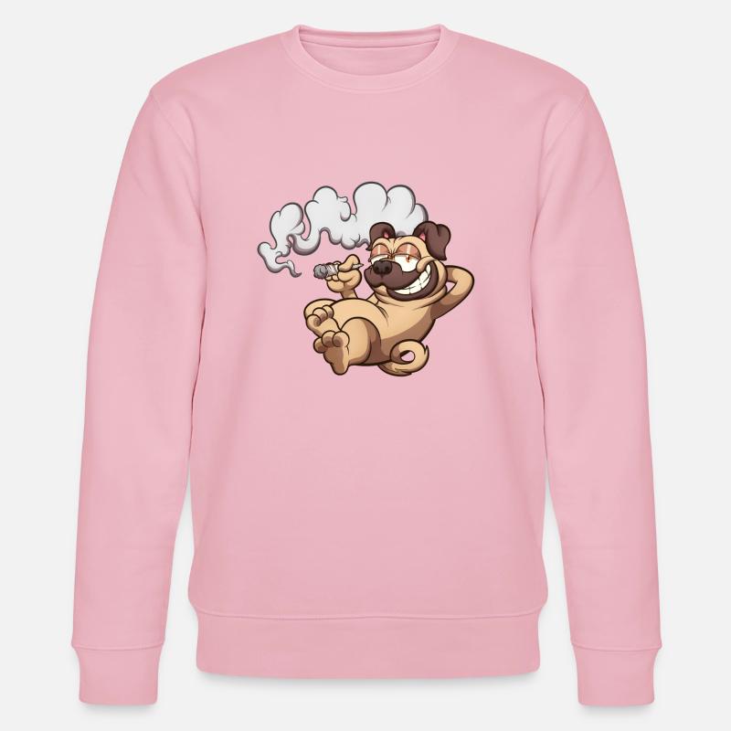 Mops raucht einen Joint - Stanley/Stella Unisex Bio-Sweatshirt CHANGER  - Hellrosa