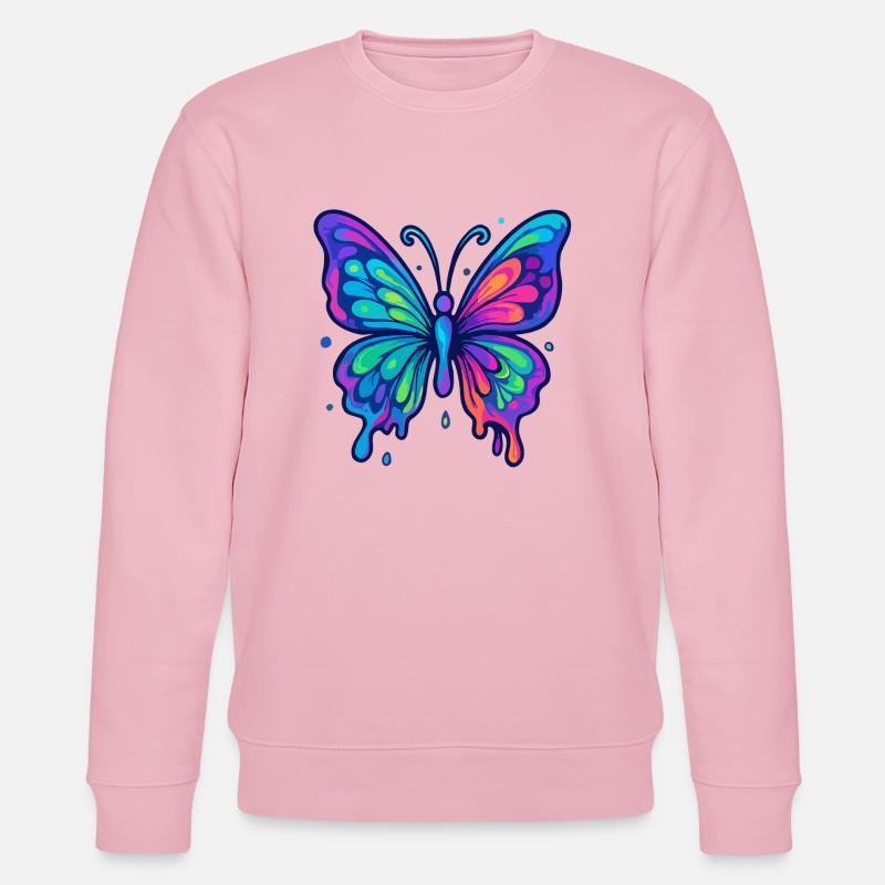Regenbogen Schmetterling - Stanley/Stella Unisex Bio-Sweatshirt CHANGER  - Hellrosa