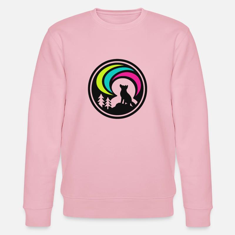 Wolf unter Polarlichtern - Stanley/Stella Unisex Bio-Sweatshirt CHANGER  - Hellrosa