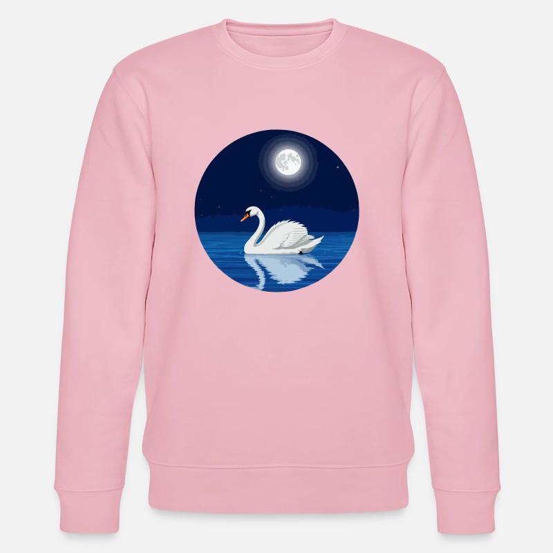 Schwan bei Vollmond - Stanley/Stella Unisex Bio-Sweatshirt CHANGER  - Hellrosa