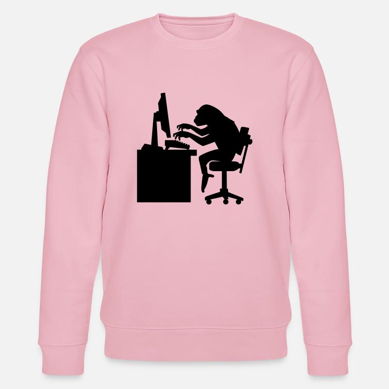 Monkey on Computer - Stanley/Stella CHANGER Unisex Organic Sweatshirt - cotton pink