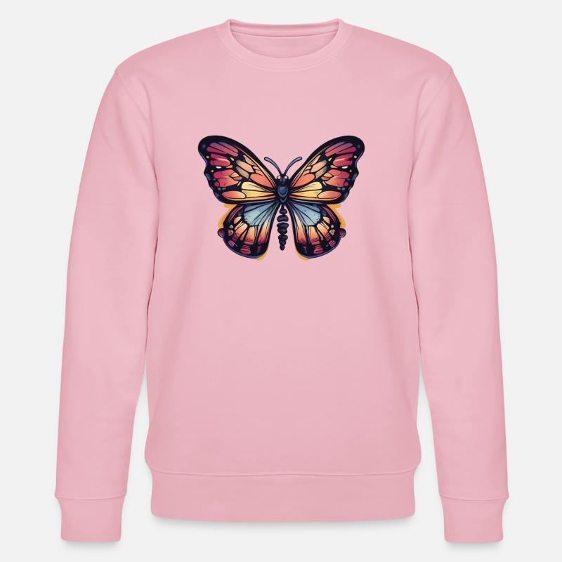 Bunter Schmetterling - Stanley/Stella Unisex Bio-Sweatshirt CHANGER  - Hellrosa