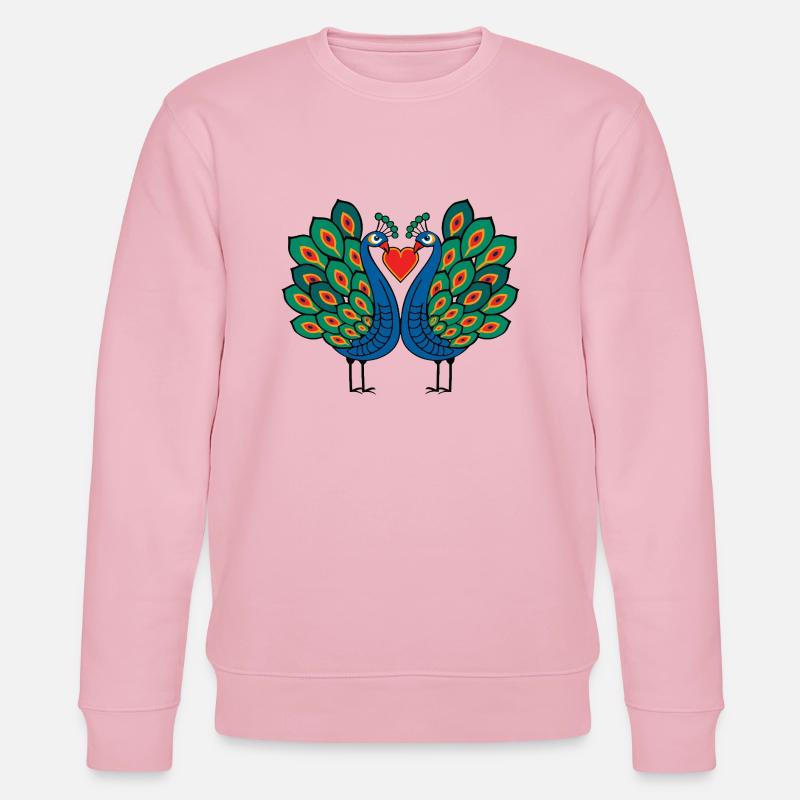 Couple d’oiseau paon e Saint-Valentin - Sweat bio CHANGER Stanley/Stella Unisexe - rose pâle