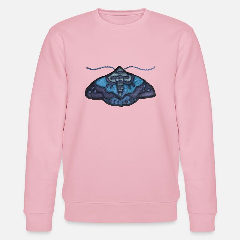 Blue moth – unique embroidered pattern - Stanley/Stella CHANGER Unisex Organic Sweatshirt - cotton pink