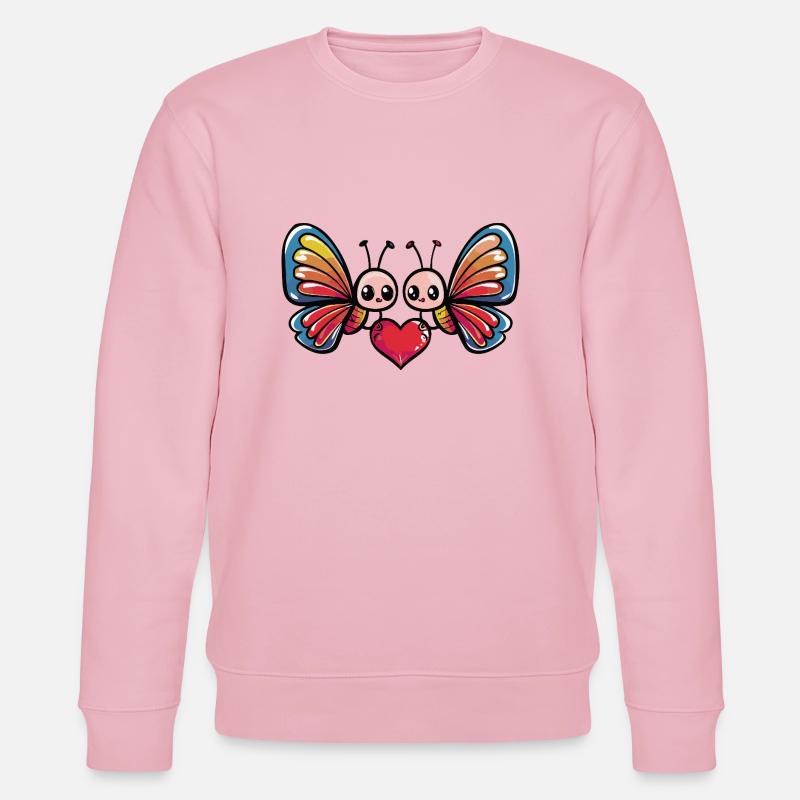Couple Papillon Saint-Valentin - Sweat bio CHANGER Stanley/Stella Unisexe - rose pâle