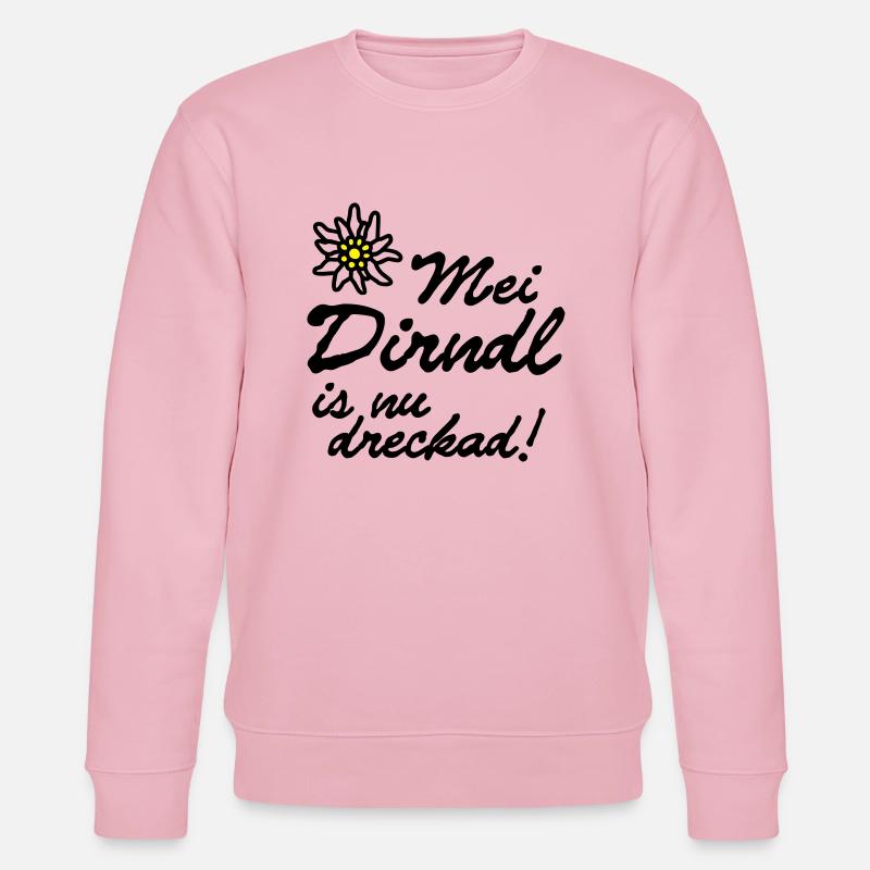 "Mei dirndl est nu dreckad!" | - Sweat bio CHANGER Stanley/Stella Unisexe - rose pâle