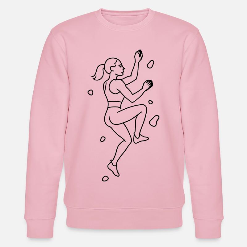 Bouldering Silhouette | Minimalist climber - Stanley/Stella CHANGER Unisex Organic Sweatshirt - cotton pink