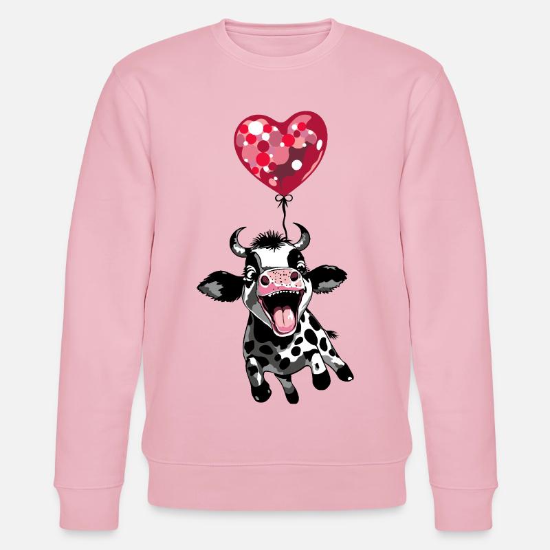 Springendes Kälbchen mit Herzballon - Kuh Kalb - Stanley/Stella Unisex Bio-Sweatshirt CHANGER  - Hellrosa