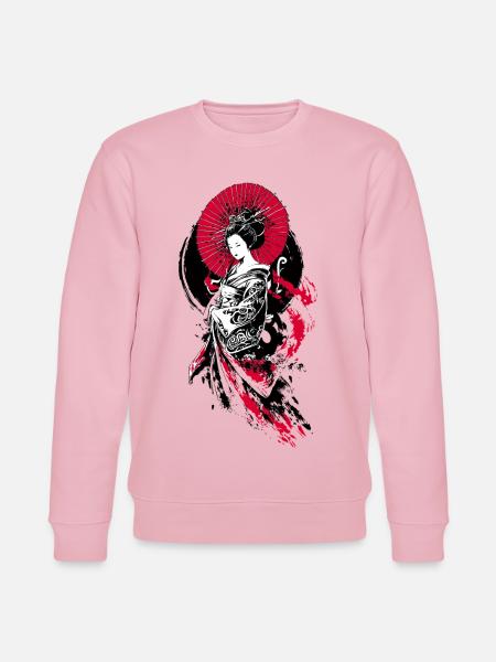 Geisha Parasol Rot Schwarz - Stanley/Stella Unisex Bio-Sweatshirt CHANGER - Hellrosa
