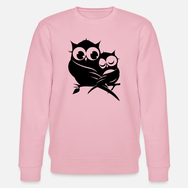 zwei Eulen auf einem Ast - Stanley/Stella Unisex Bio-Sweatshirt CHANGER  - Hellrosa