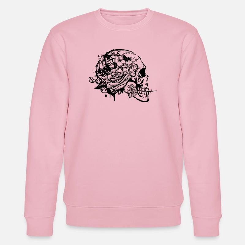 Skull mit Rose - Stanley/Stella Unisex Bio-Sweatshirt CHANGER  - Hellrosa