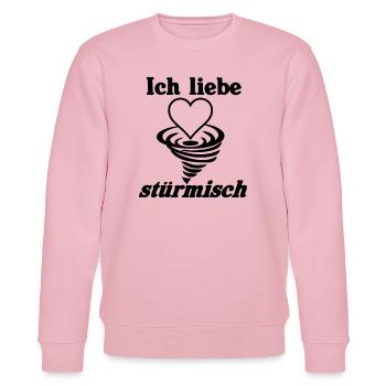 Ich liebe stürmisch Sturm Herz Liebe Geschenk - Stanley/Stella Unisex Bio-Sweatshirt CHANGER  - Hellrosa - Vorne - Jaron (178cm) & Liana (172cm)