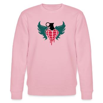 heart_grenade Herz Handgranate - Stanley/Stella Unisex Bio-Sweatshirt CHANGER  - Hellrosa - Vorne - Jaron (178cm) & Liana (172cm)