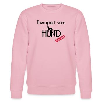 Therapiert vom Hund Hunde Tier Haustier Geschenk - Stanley/Stella Unisex Bio-Sweatshirt CHANGER  - Hellrosa - Vorne - Jaron (178cm) & Liana (172cm)